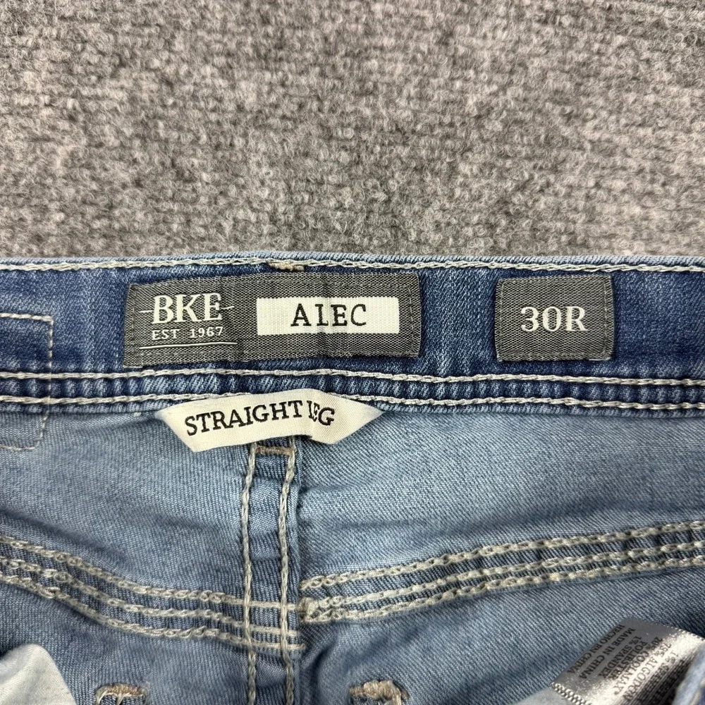 BKE Alec Straight Leg Jeans Mens 30R Blue Medium Wash Stretch Denim Casual